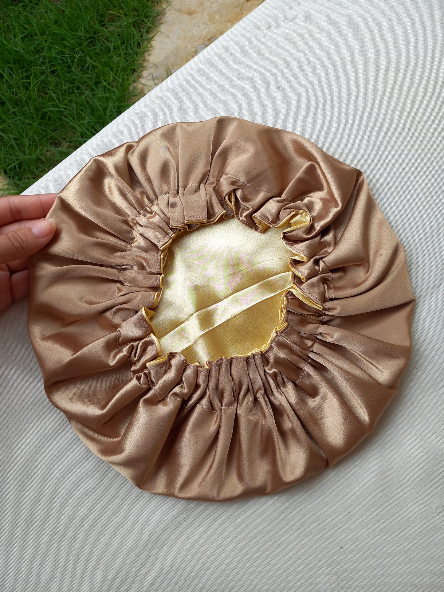 Touca Premium Amarelo bebê e Dourado