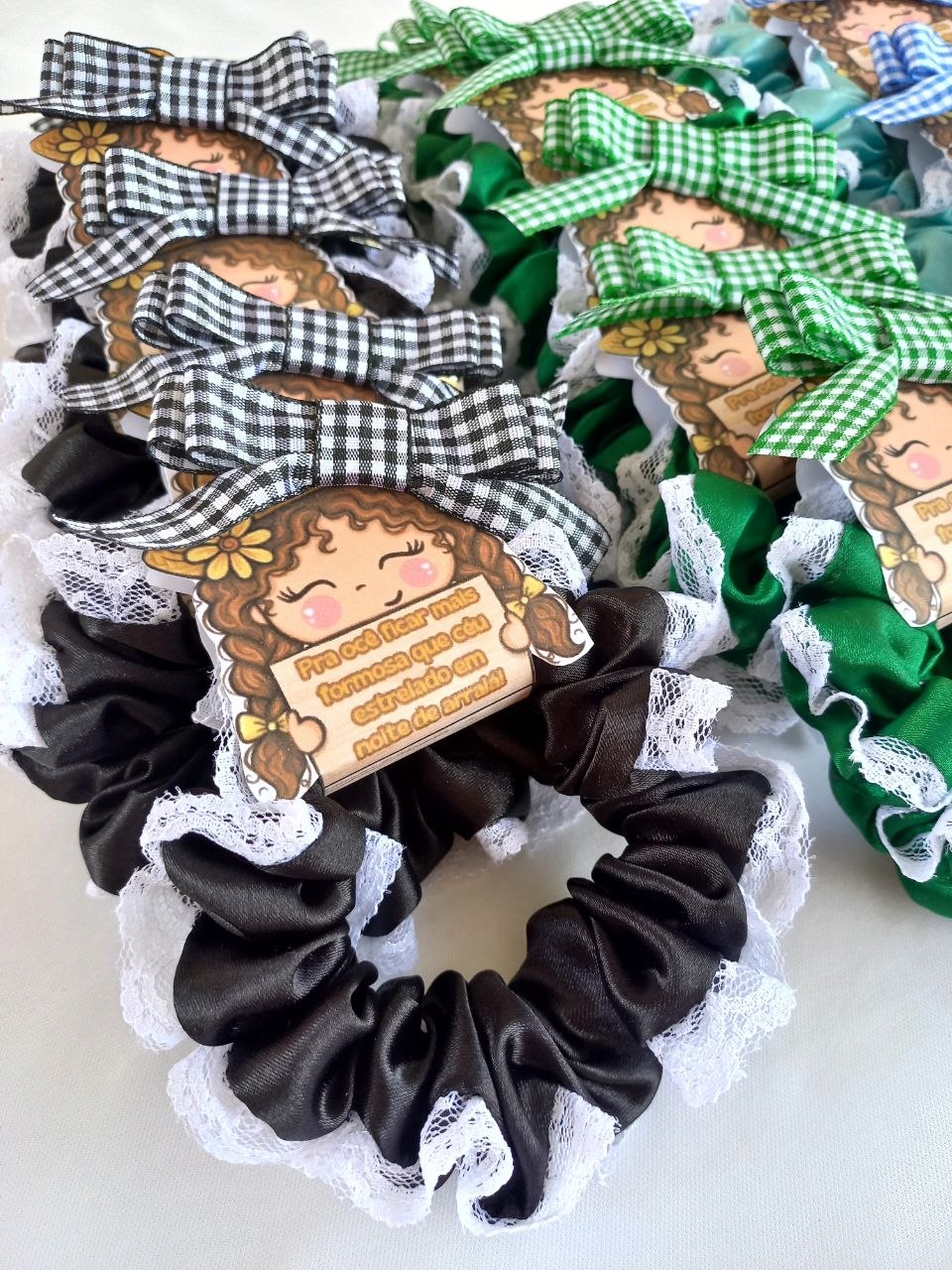 Scrunchie Junina 2 em 1 Preta