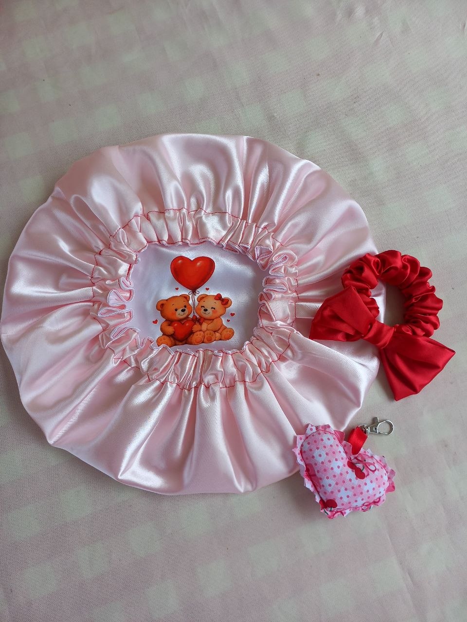 Kit Ursinhos com coração rosa bebê