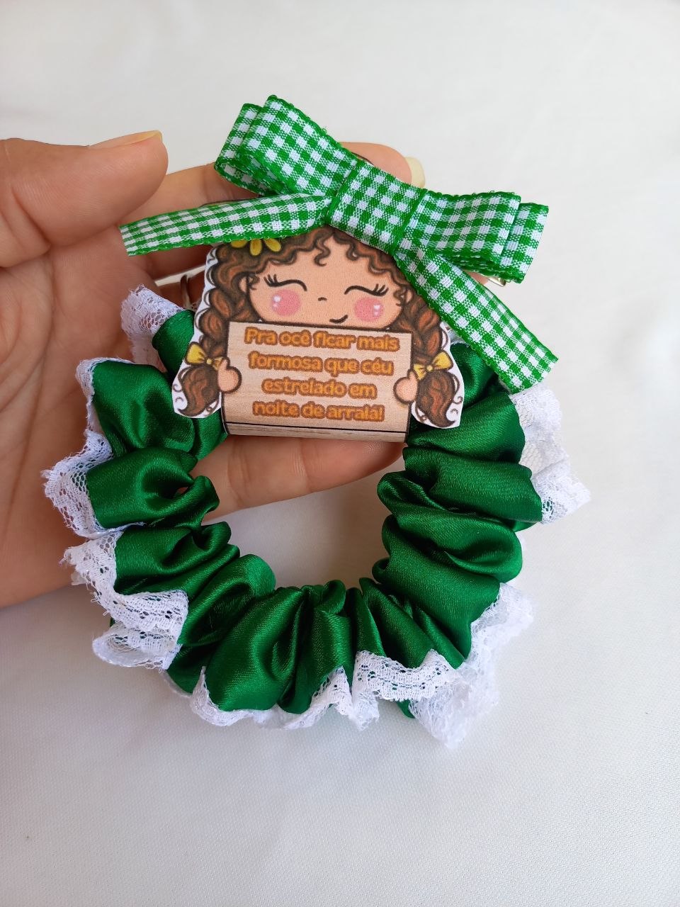 Scrunchie Junina 2 em 1 Verde bandeira