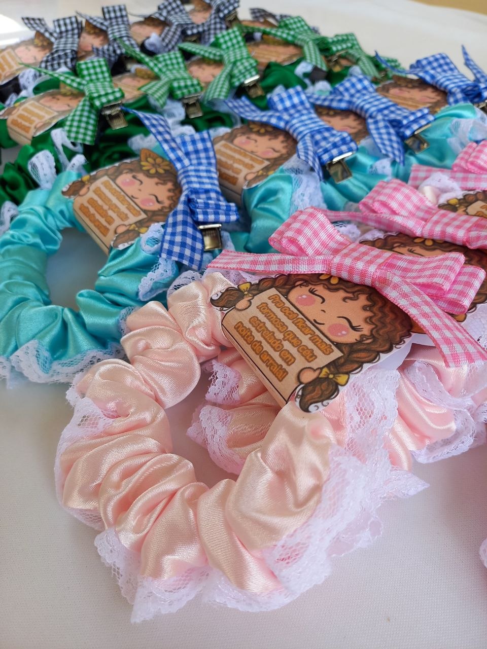 Scrunchie Junina 2 em 1 Rosa bebê
