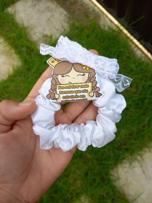 Scrunchie Junina 2 em 1 Branca